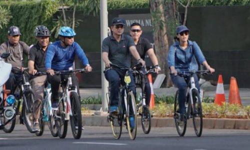 KADISHUB DKI Syafrin liputo uji coba jalur sepeda fase III di Tomang raya