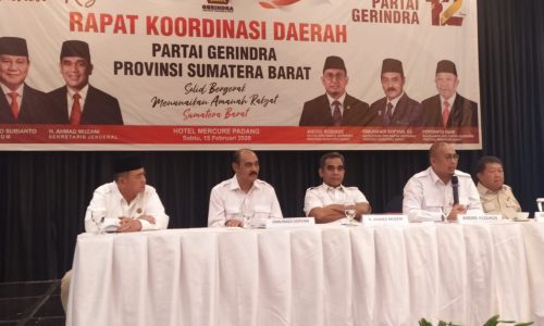 Partai  Gerindra Sumbar Laksanakan  Rapat Koordinasi Daerah.