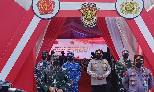 Gelar Giat Serbuan Vaksinasi Paguyuban Alumni AKABRI 1998 Nawahasta ditinjau Panglima TNI Marsekal Hadi Tjahjanto dan Kapolri Jendral Listyo Sigit Prabowo