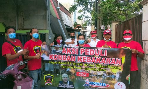 Kolaborasi Relawan Generasi Banteng Utara ( GBU ) dan DPC Seknas Jokowi Jakarta Utara, PT Tabea Arofrasa  Berikan Bantuan Korban Kebakaran