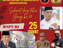 Keluarga besar WN 88 sub unit 01 DKI Jakarta Mengucapkan selamat milad Yang Ke 57 THN Kepada Kepala BNPT Bapak Boy Rafli Amar
