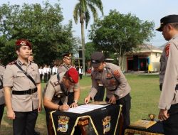Polres Way Kanan Gelar Upacara Sertijab Kasat Reskrim, Kasat Lantas Dan Kapolsek