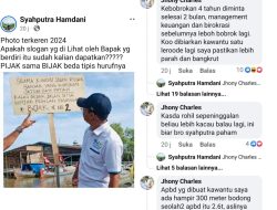 Tulis Komentar Menohok dimedia sosial Facebook, Wakil Bupati Rohil dinilai Tak Berikan Solusi Dan Terkesan Tendensius Saling Menyalahkan