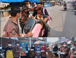 Pemdes Rantau Panjang Kiri Bagikan Masker Antisipasi Asap Karlahut