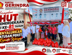 Partai Gerindra Rayakan HUT Kemerdekaan RI ke 81 tahun Dengan Menyalurkan Ratusan Paket Kepada Warag