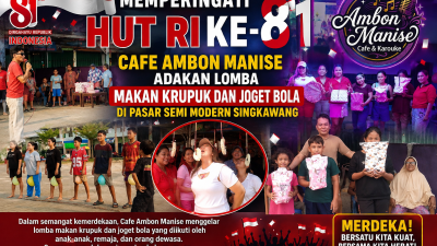 Cafe Ambon Manise Adakan Lomba Makan Kerupuk dan Joget Bola di Pasar Semi Modern Singkawang