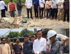 Jalan Longsor di Perbatasan Sukamekar dan Sriamur, Kades Terpilih Tinjau Kondisi